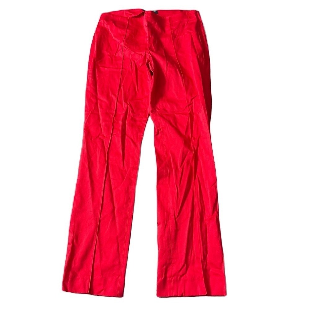 Lauren Ralph Lauren Bold Scarlet Trousers Pleated Sz 4 Wide Leg Side Zipper